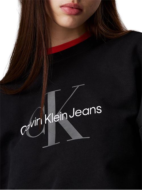 Felpa nera in spugna di cotone Calvin Klein Jeans | LV047B234GUB1